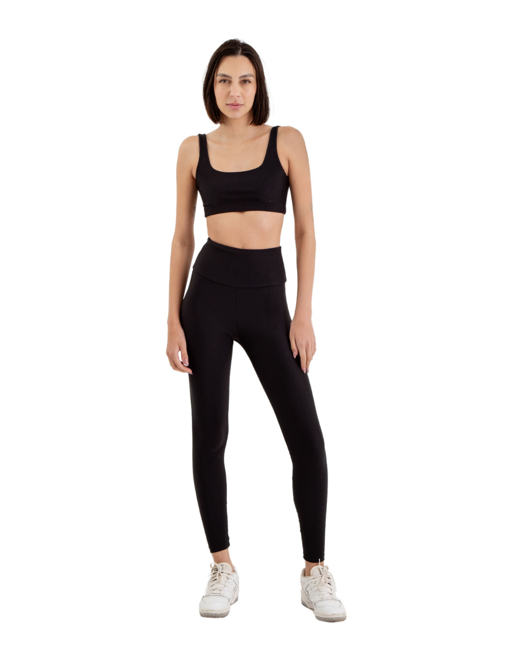 Conjunto Canelado Preto com Top Básico