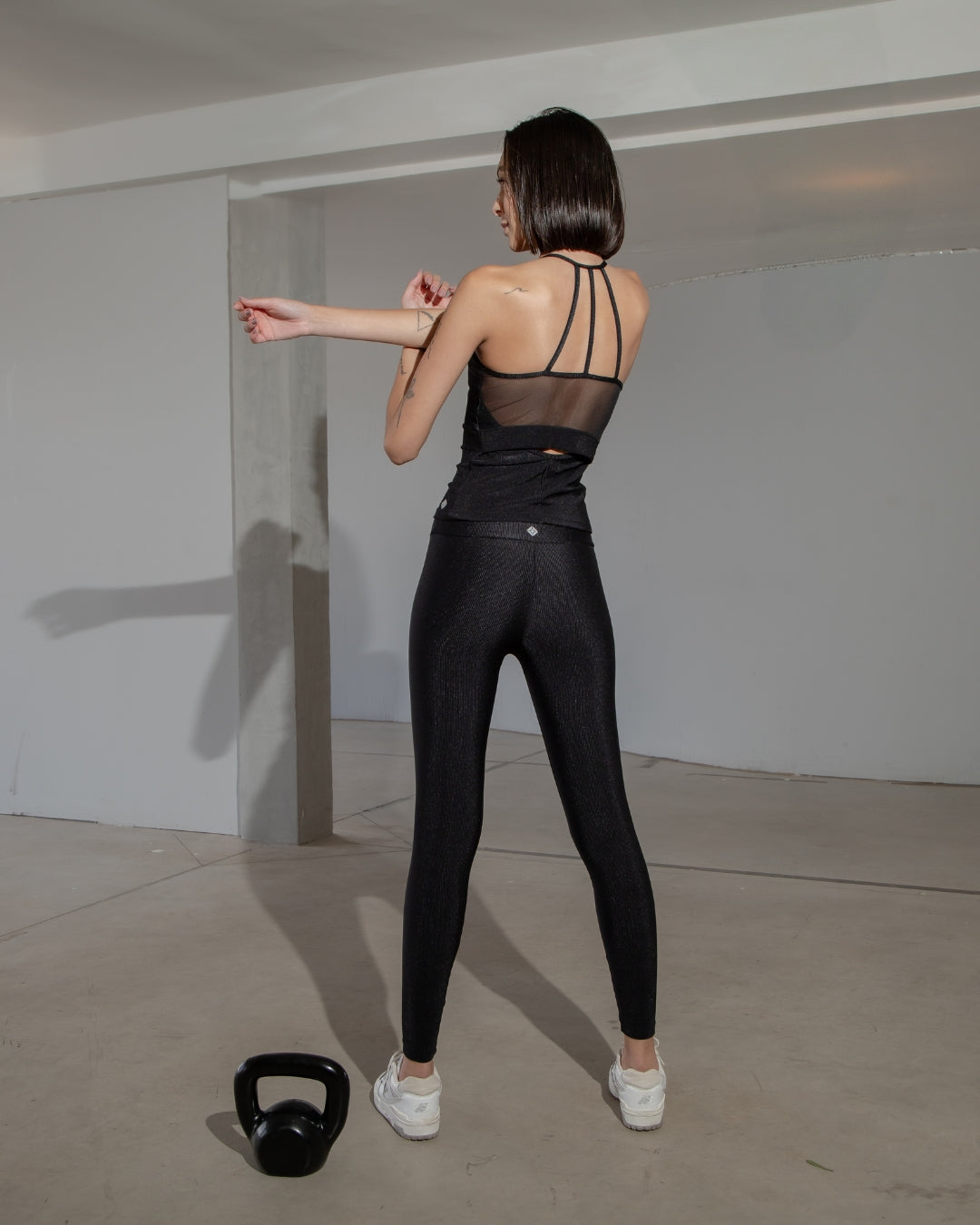 Conjunto Canelado preto com blusa