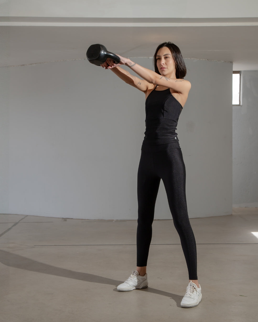 Conjunto Canelado preto com blusa