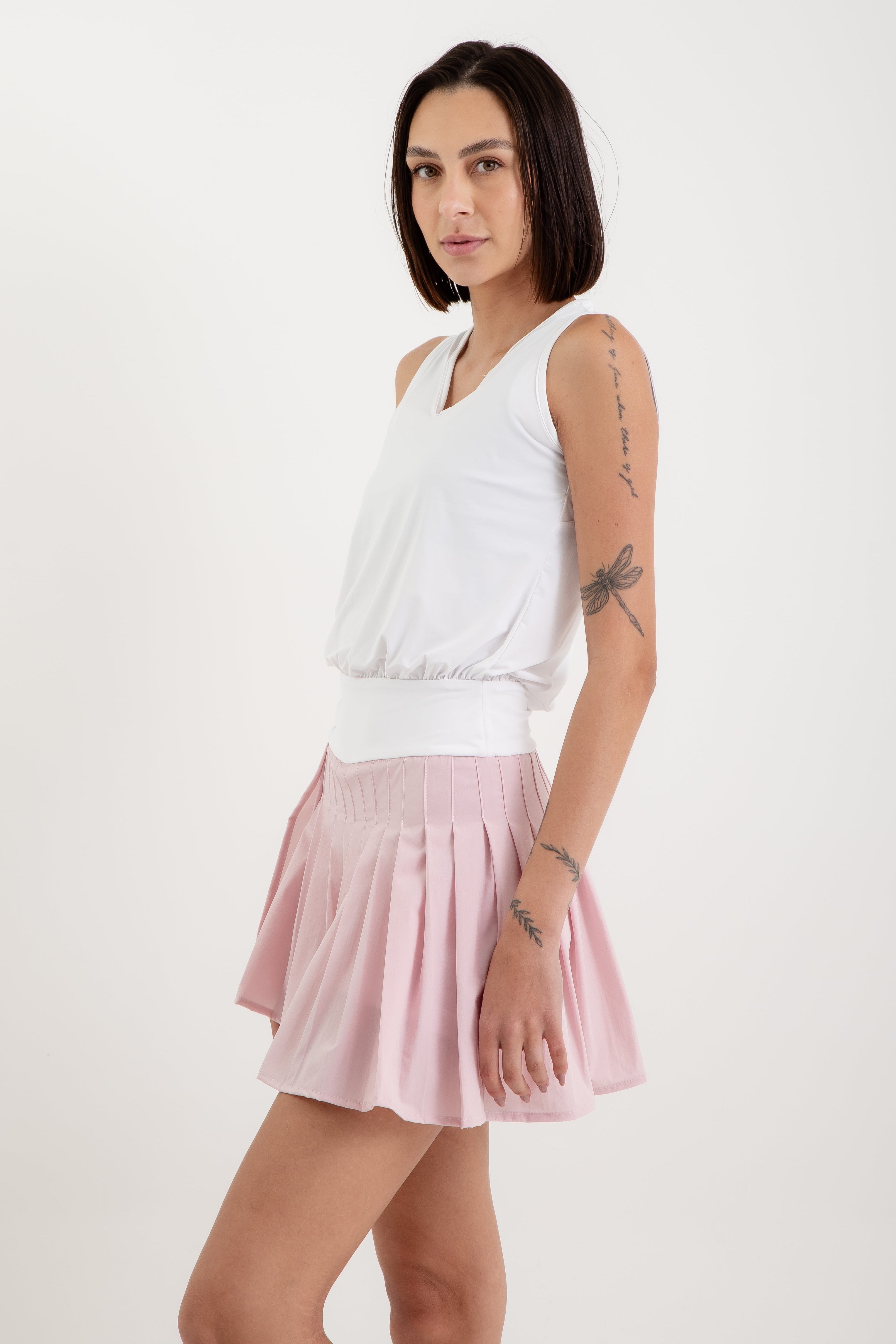 Vestido Clara - Branco e Rosa