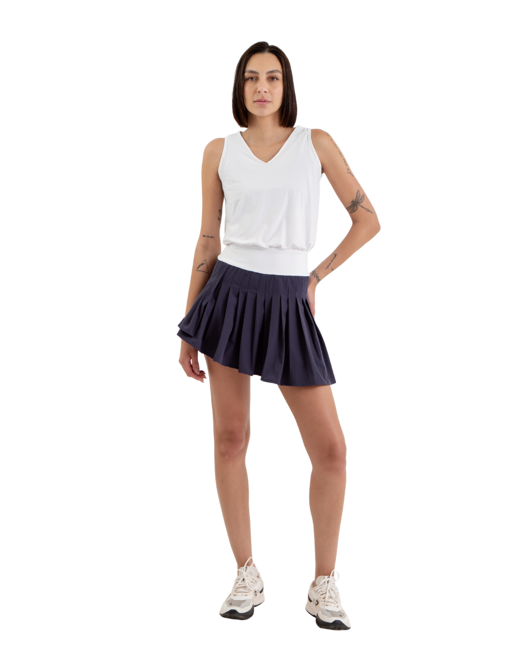 Vestido Clara - Azul Marinho e Branco