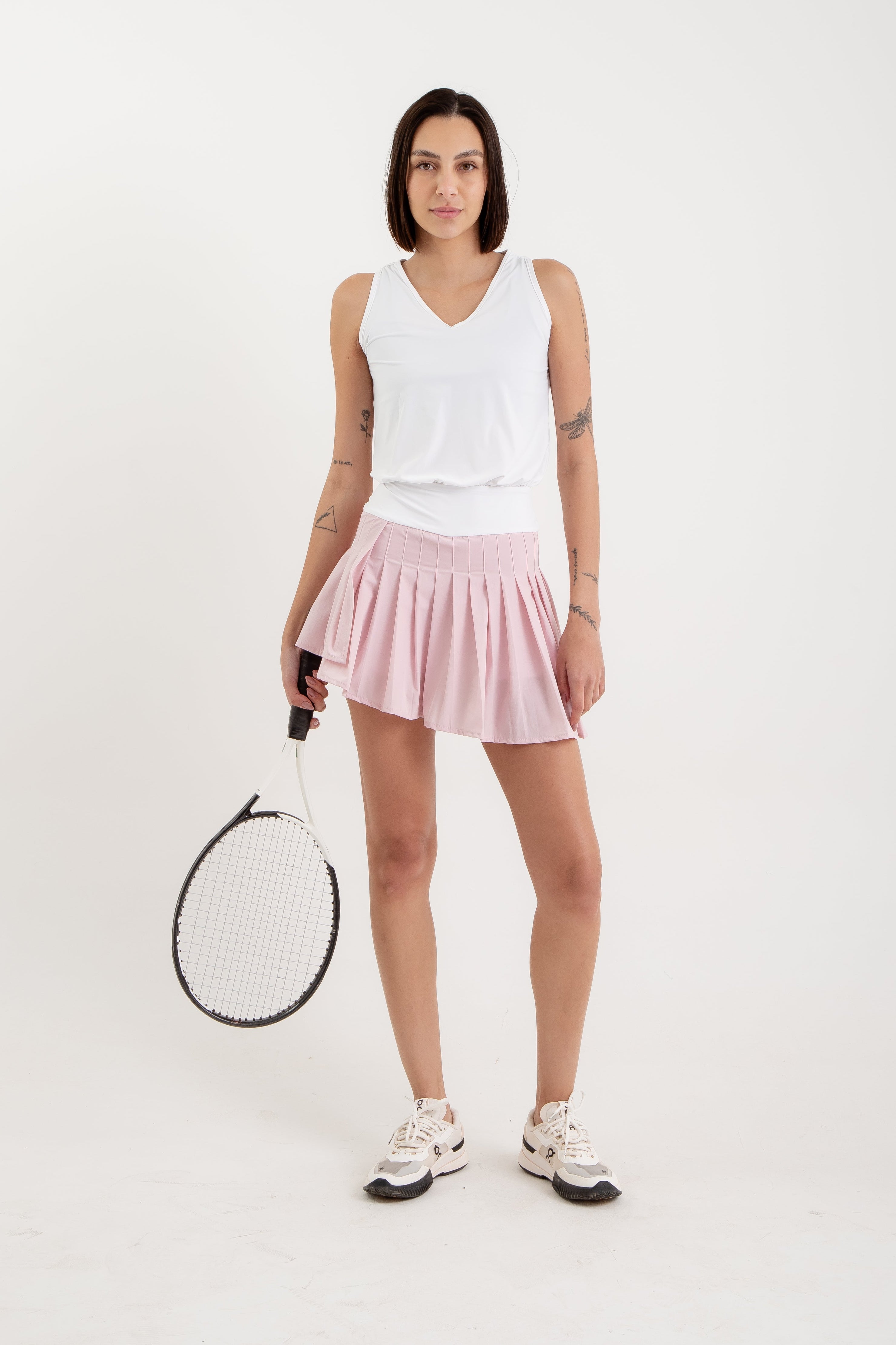 Vestido Clara - Branco e Rosa